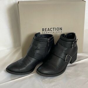 Kenneth Cole Textured Black Ankle Booties